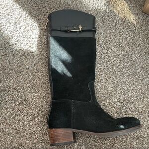 Tory Burch Suede Logo Hardware Tall Leather Boots